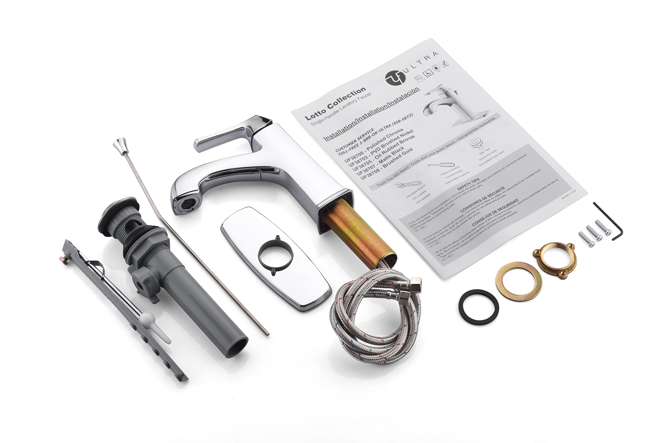 Ultra Faucets UF3870X Bathroom Faucet, Single-Handle Lavatory Faucet