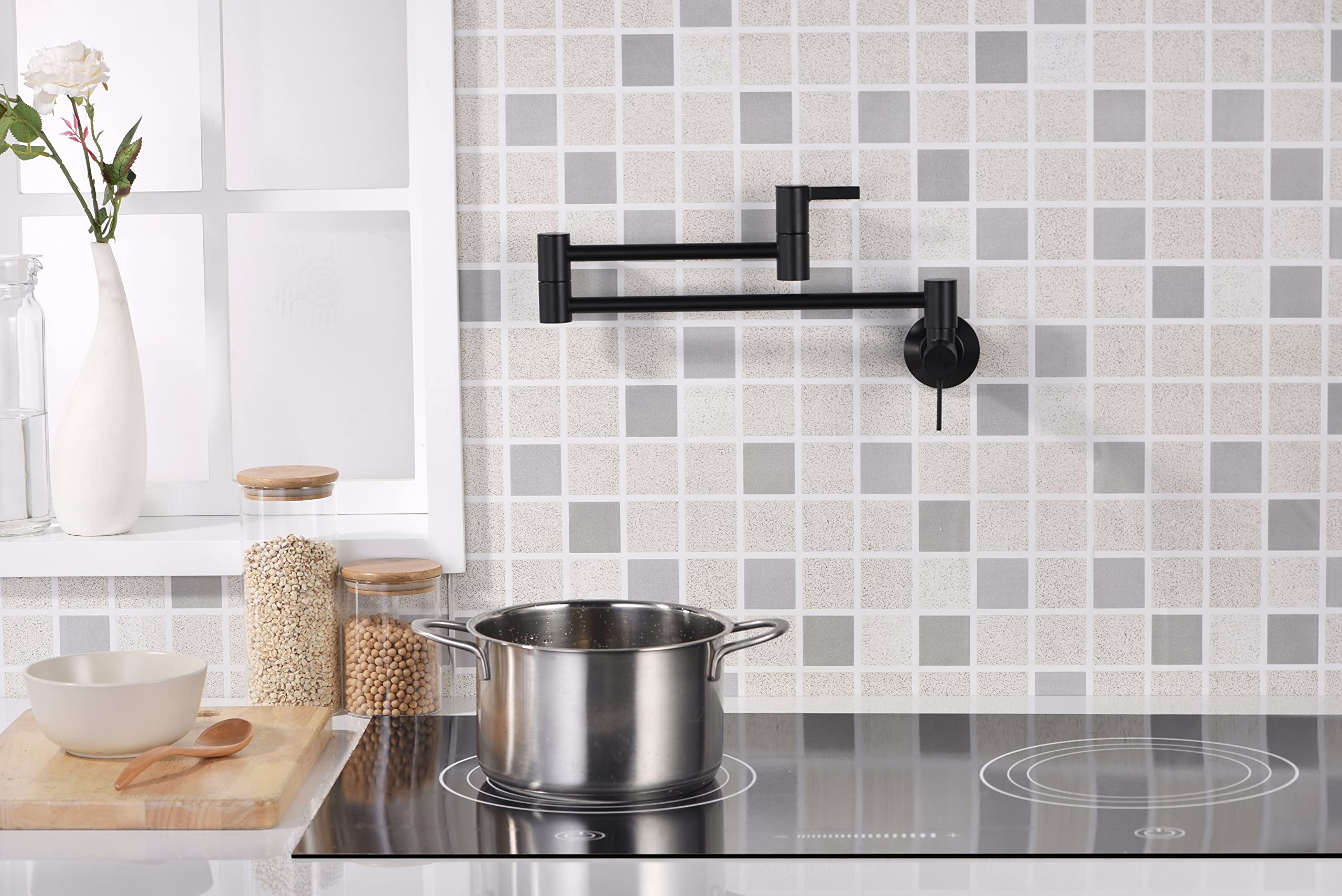 Ultra Faucets UF9170x Contemporary Stainless Steel Pot Filler Faucet,
