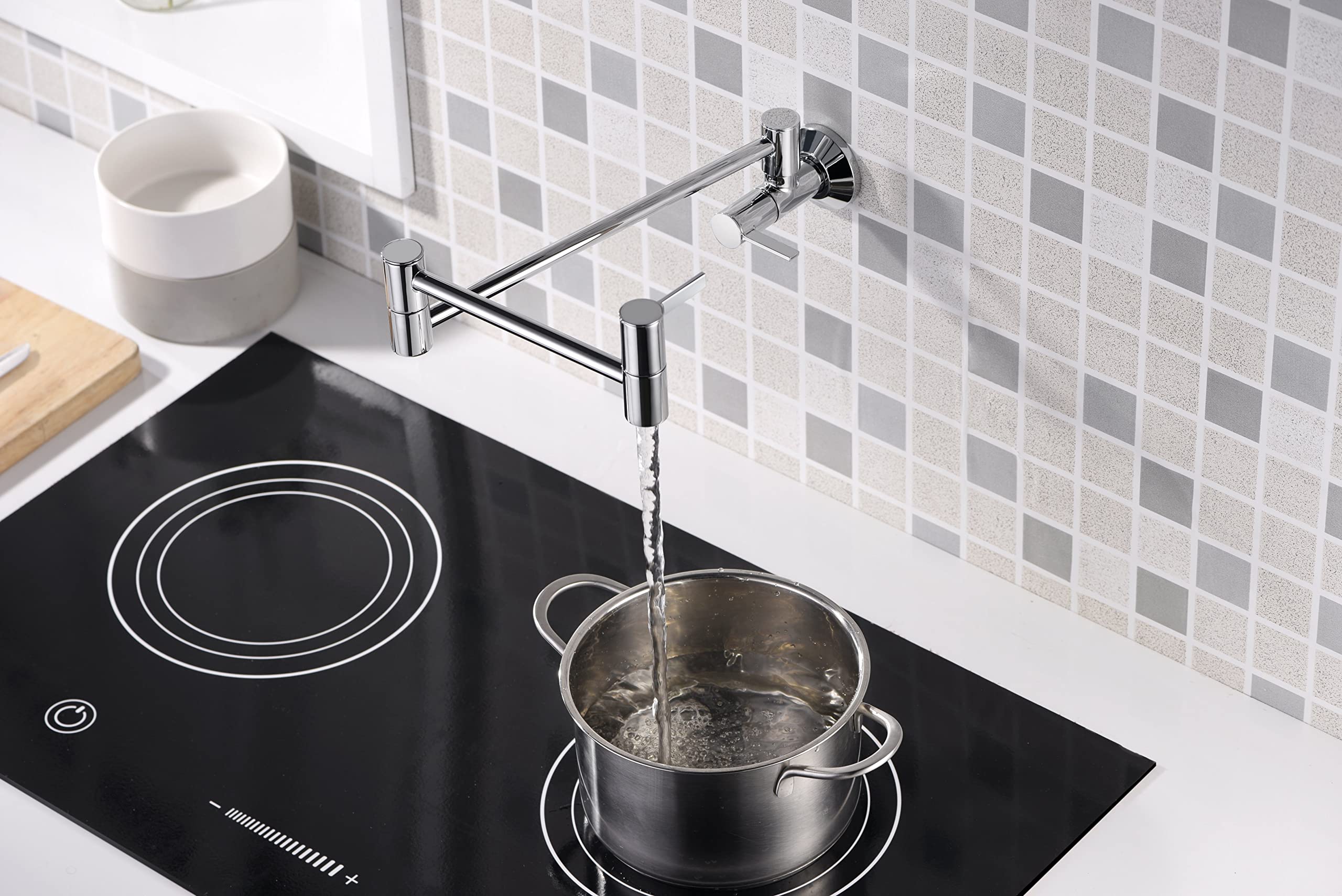 Ultra Faucets UF9170x Contemporary Stainless Steel Pot Filler Faucet,