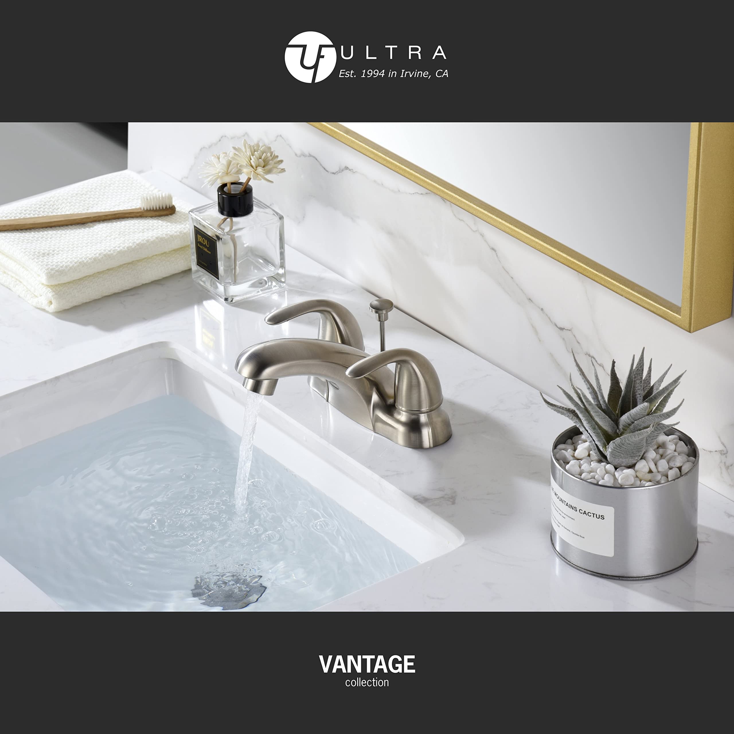 Ultra Faucets UF4452X Vantage Collection Bathroom Faucet, Two-Handle 4" Centerset Lavatory Faucet