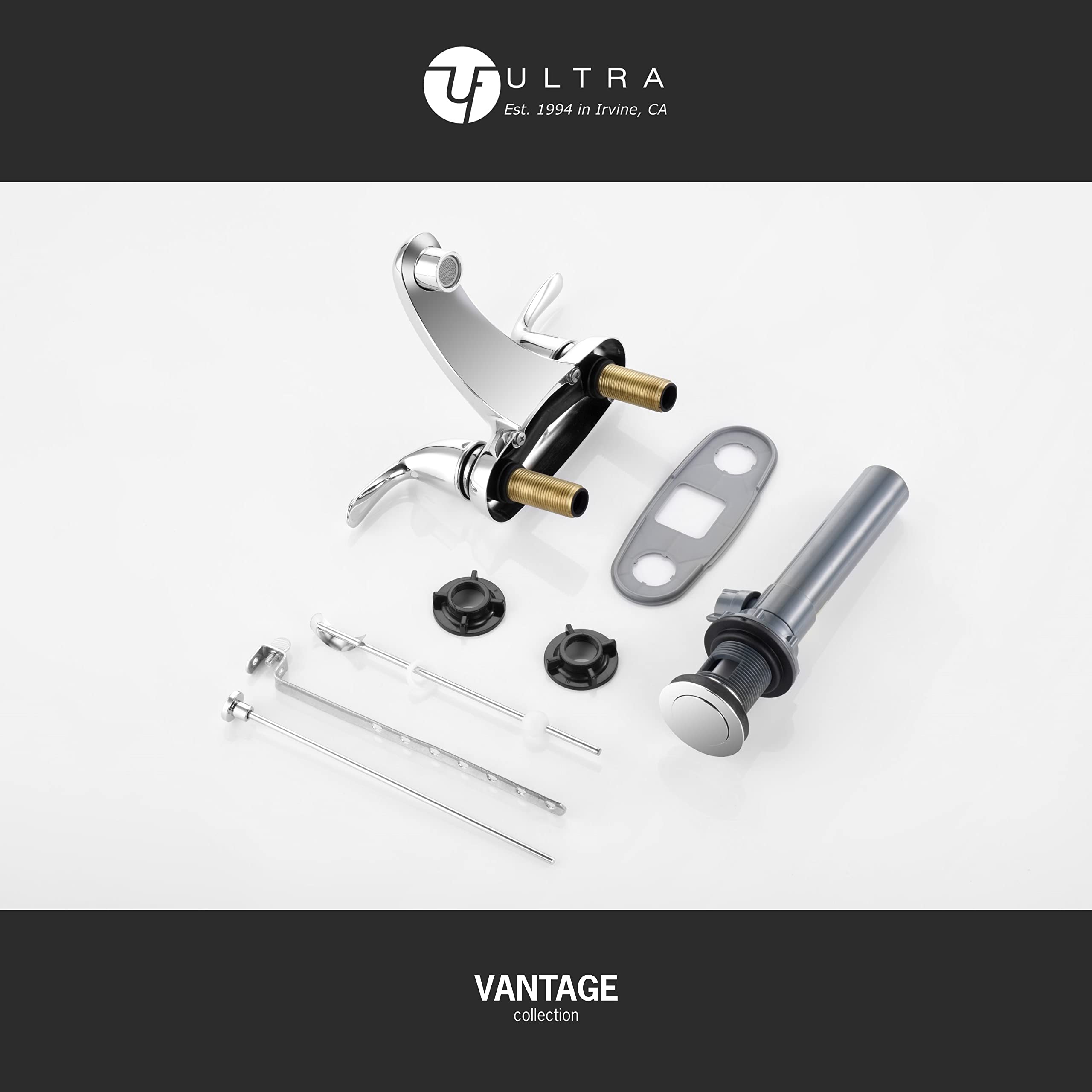 Ultra Faucets UF4452X Vantage Collection Bathroom Faucet, Two-Handle 4" Centerset Lavatory Faucet