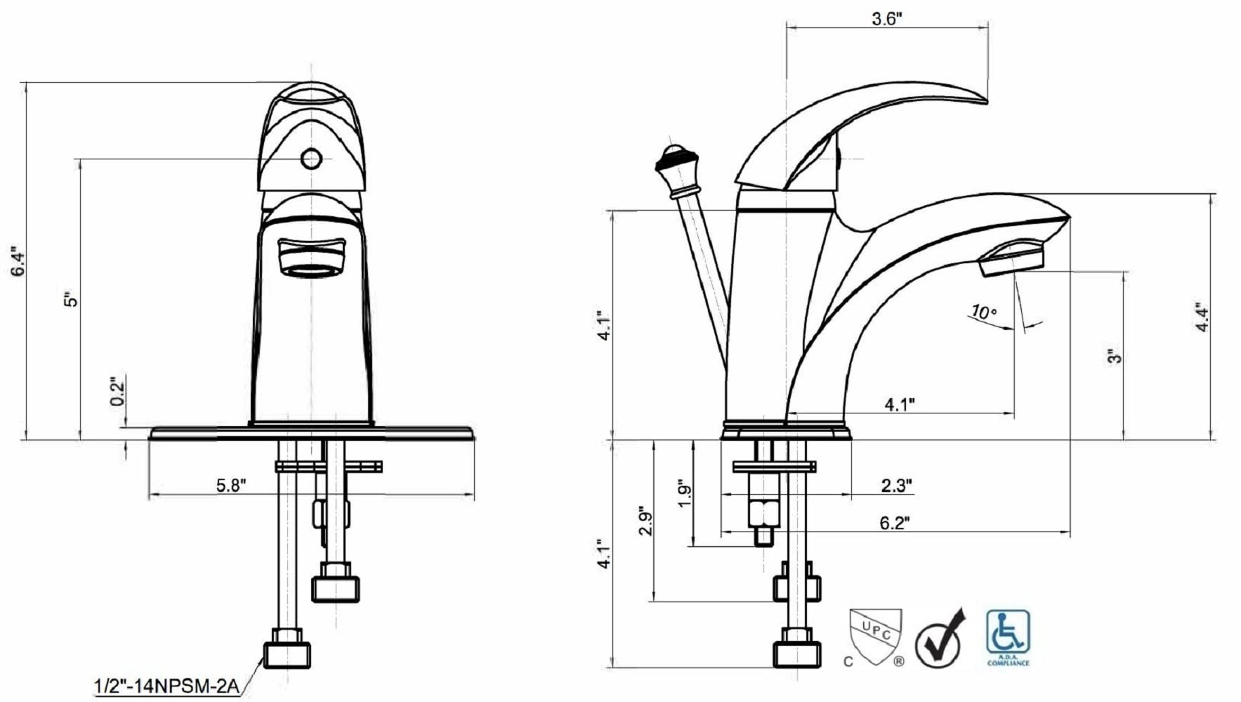 Ultra Faucets UF3412X Vantage Collection Bathroom Faucet, Two-Handle 4" Lavatory Faucet