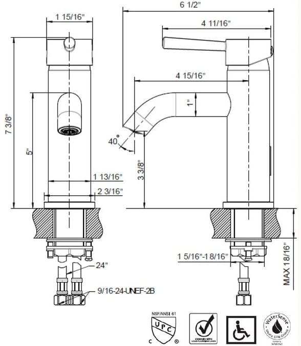 Ultra Faucets UF3650X Euro Collection Bathroom Faucet, Single-Handle Lavatory Faucet