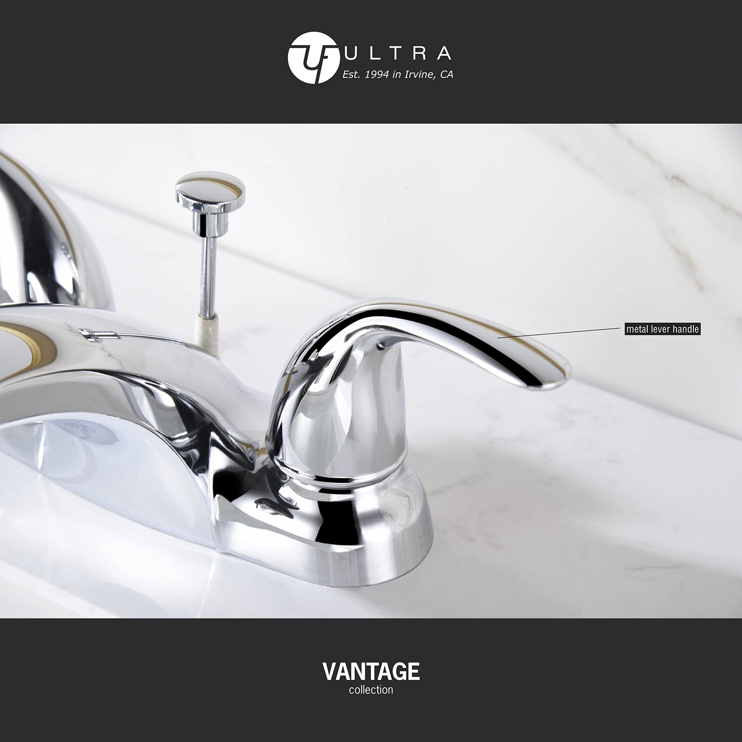 Ultra Faucets UF4452X Vantage Collection Bathroom Faucet, Two-Handle 4" Centerset Lavatory Faucet