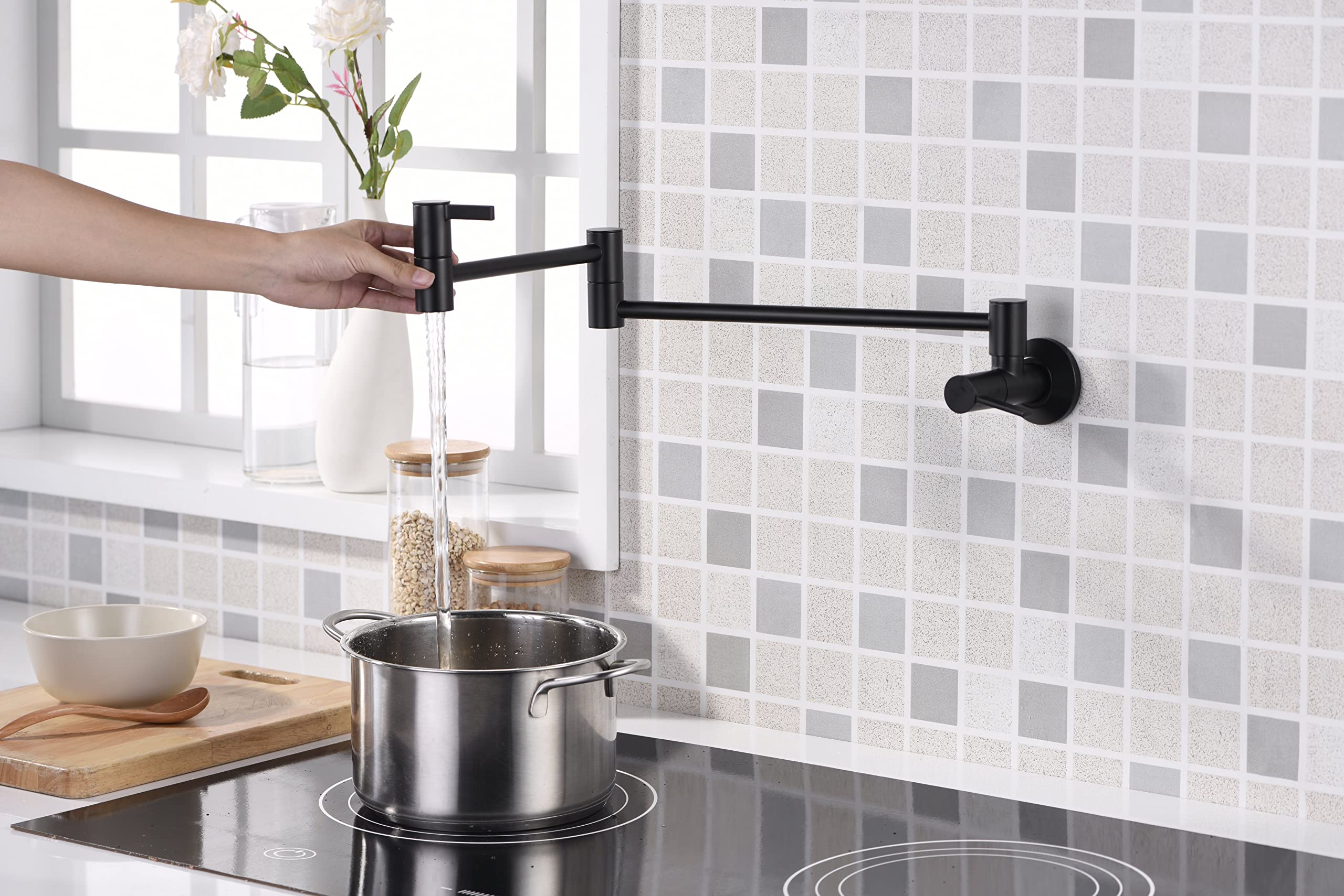 Ultra Faucets UF9170x Contemporary Stainless Steel Pot Filler Faucet,