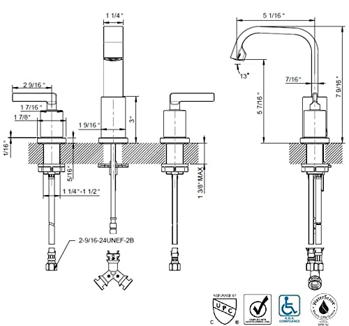 Ultra faucets UF5670X Two-Handle Widespread Lavatory Faucet