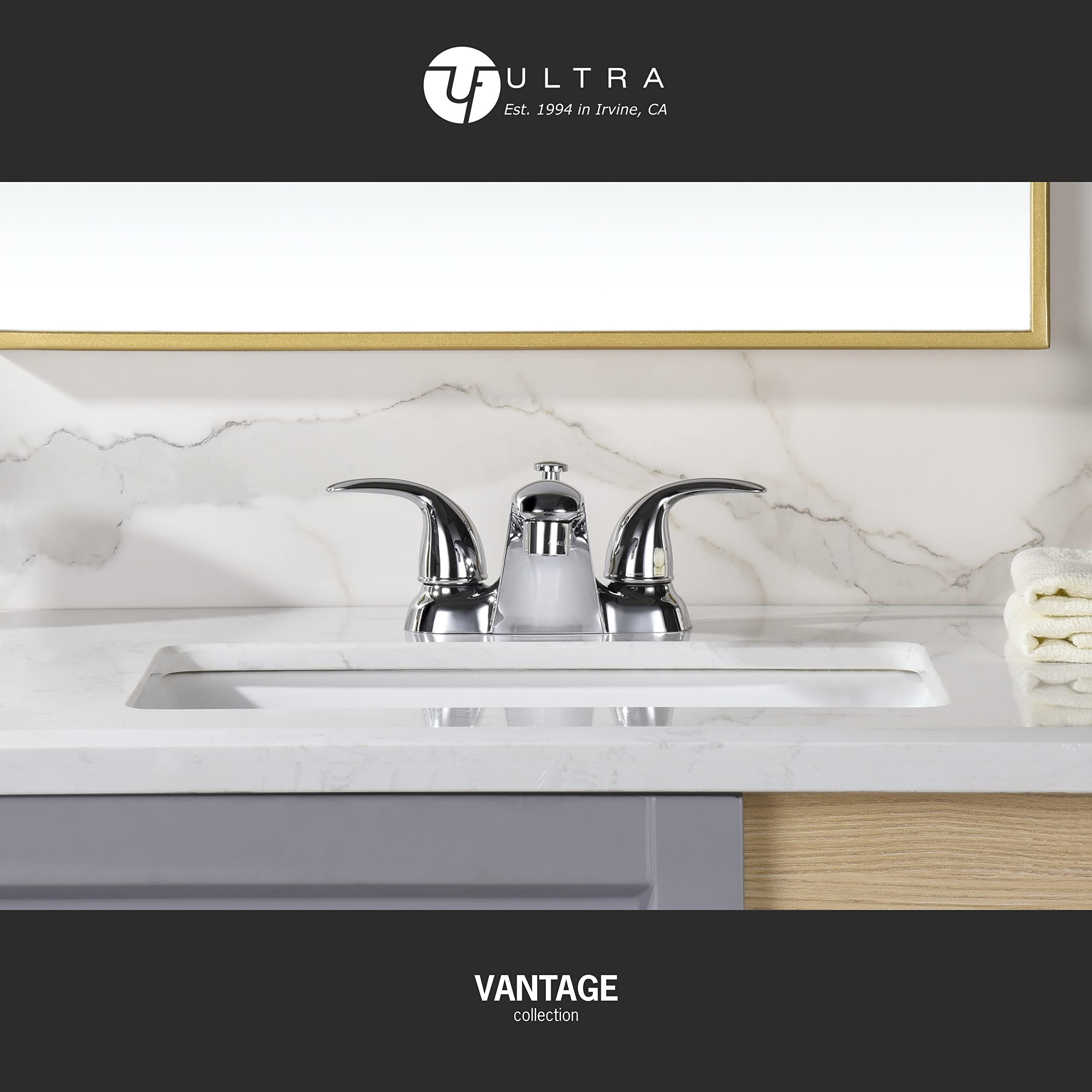 Ultra Faucets UF4452X Vantage Collection Bathroom Faucet, Two-Handle 4" Centerset Lavatory Faucet