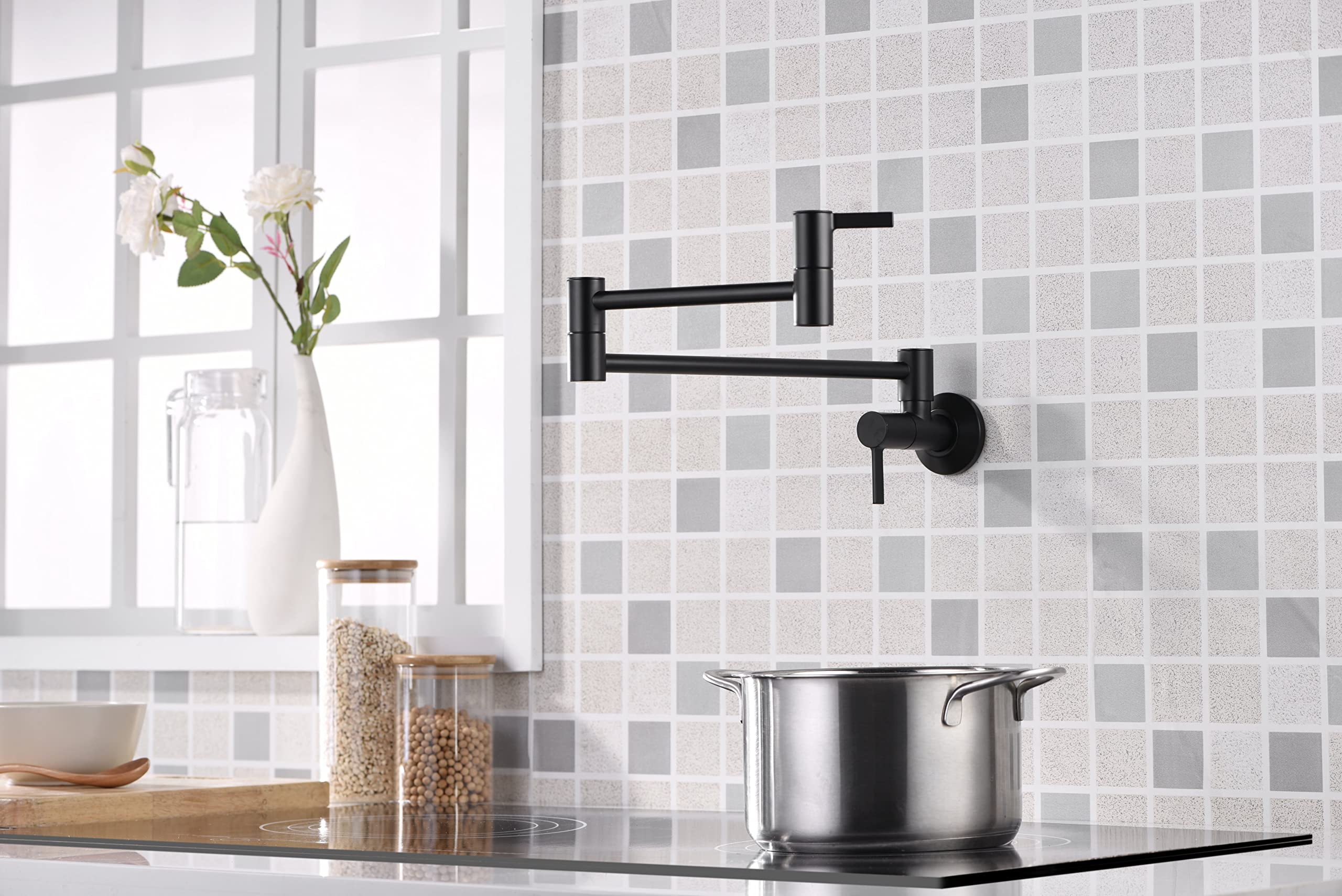 Ultra Faucets UF9170x Contemporary Stainless Steel Pot Filler Faucet,