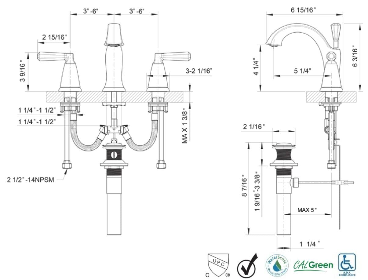 Ultra Faucets UF5571X Z Collection Bathroom Faucet, Two-Handle 8" Widespread Lavatory Faucet