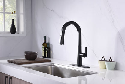 Ultra Faucets UF17007 Single-Handle Kitchen Faucet with Pull-Down Spray, Matte Black