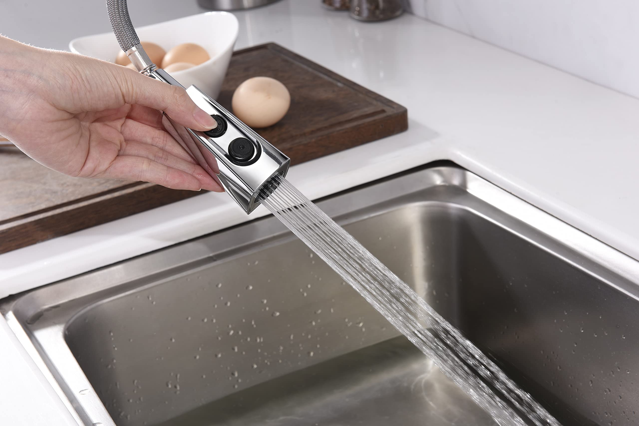 Ultra Faucets UF17000 Kitchen Faucets, Single-Handle Kitchen Faucet with Pull-Down Spray, Polished Chrome