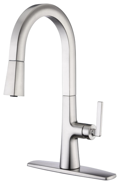 Ultra Faucets UF17003 Single-Handle Kitchen Faucet with Pull-Down Spray, Brushed Nickel