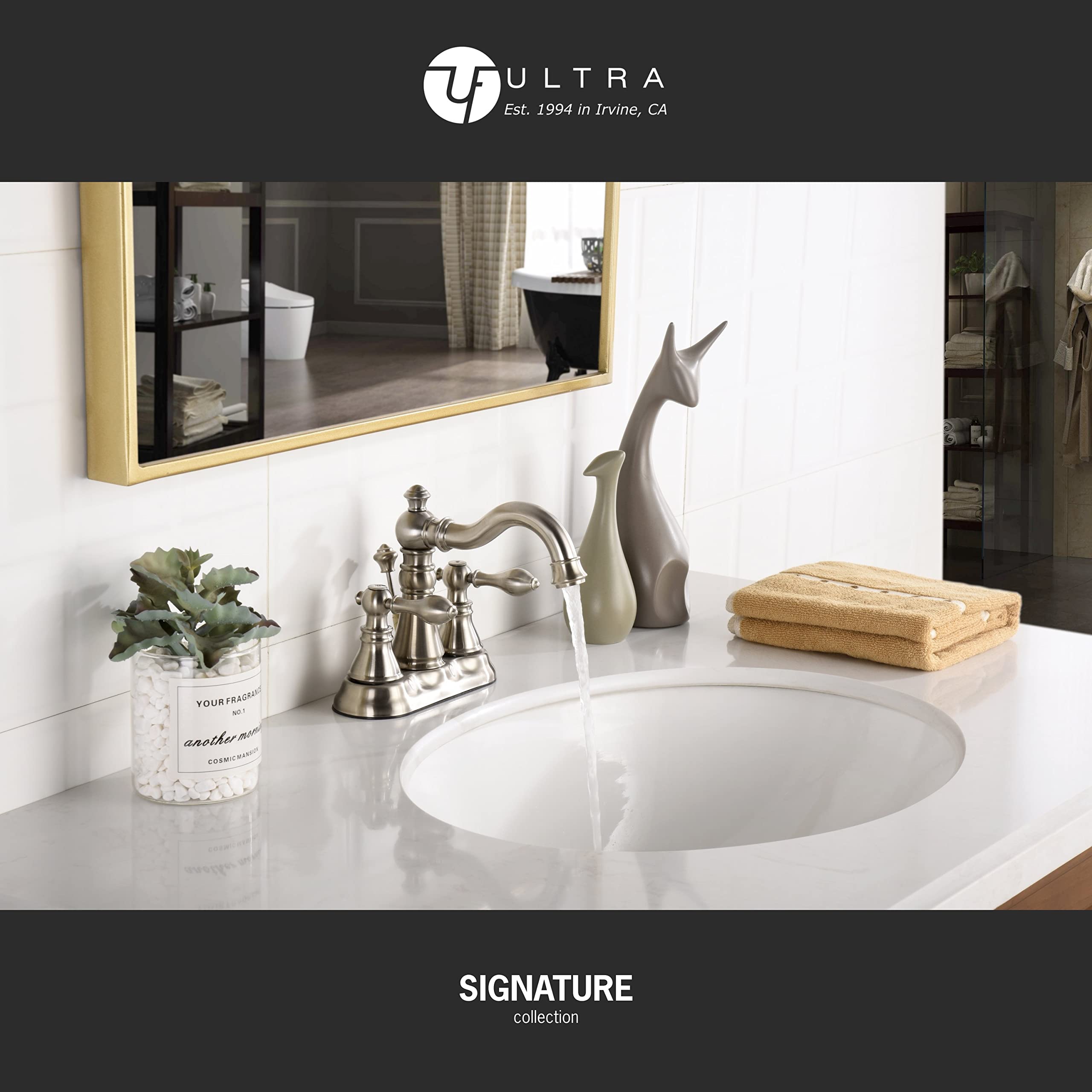 Ultra Faucets UF4511X Signature Collection Bathroom Faucet, Two-Handle 4" Centerset Lavatory Faucet