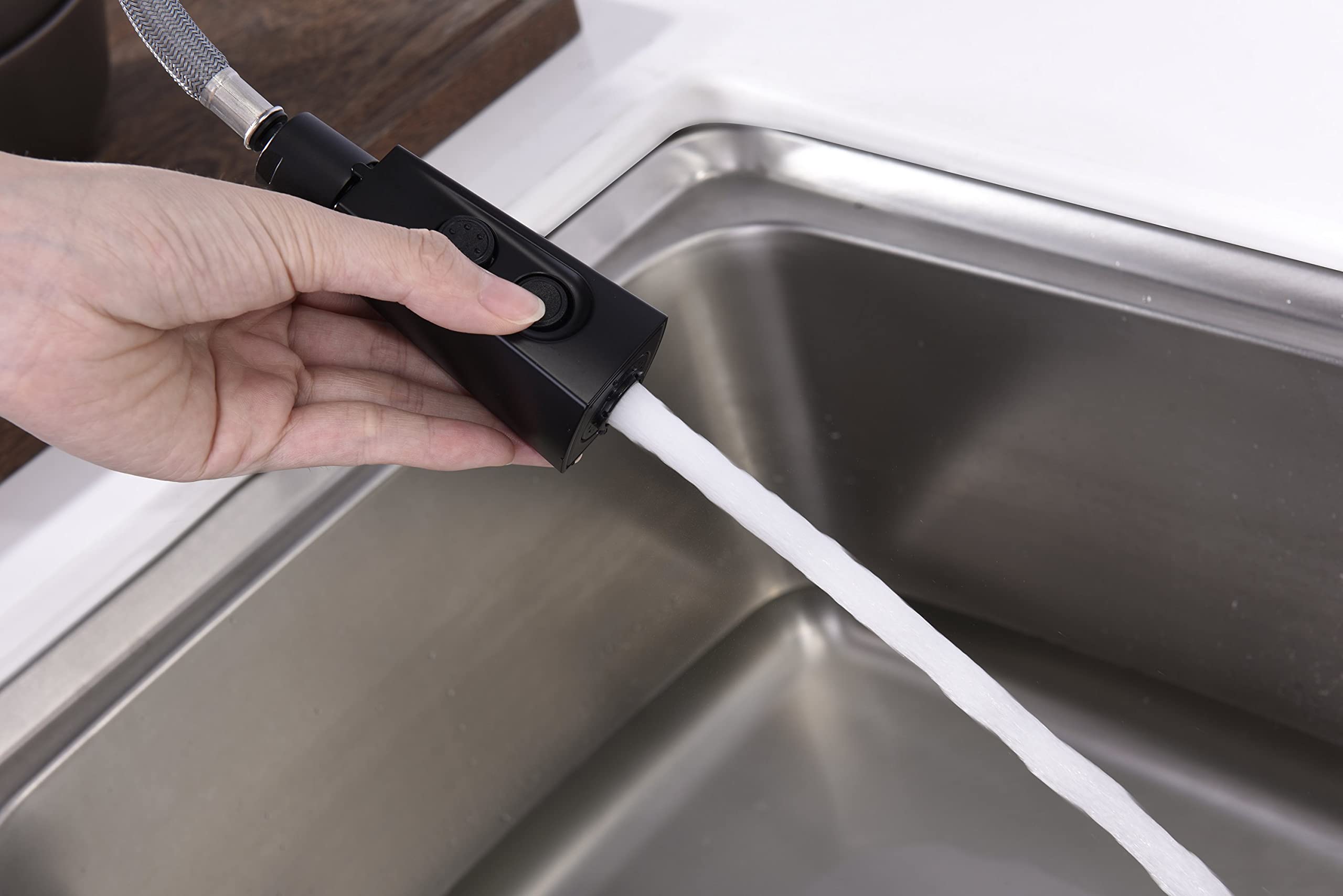 Ultra Faucets UF17007 Single-Handle Kitchen Faucet with Pull-Down Spray, Matte Black