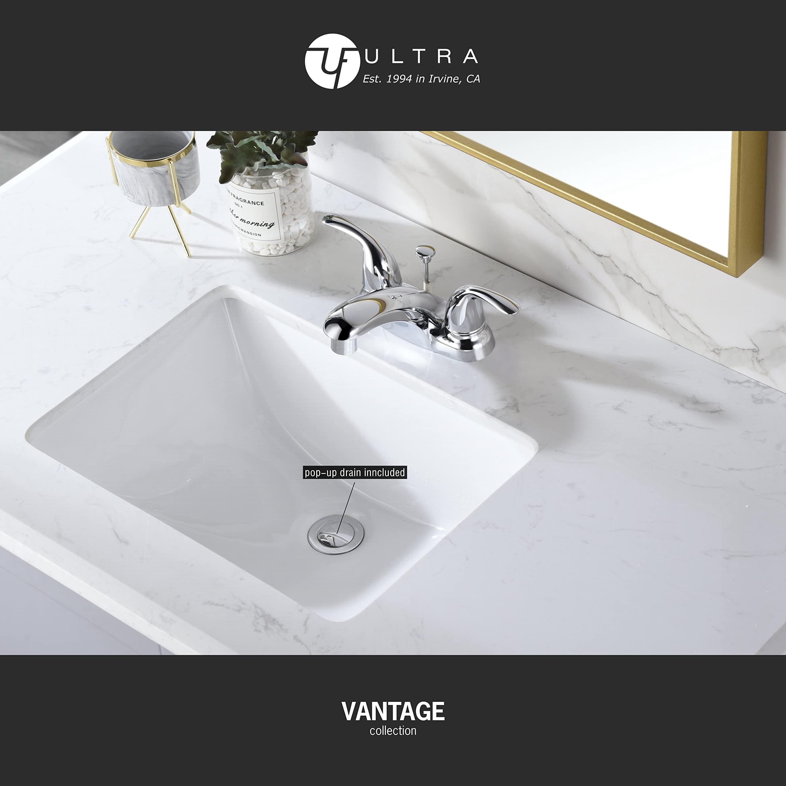 Ultra Faucets UF4452X Vantage Collection Bathroom Faucet, Two-Handle 4" Centerset Lavatory Faucet