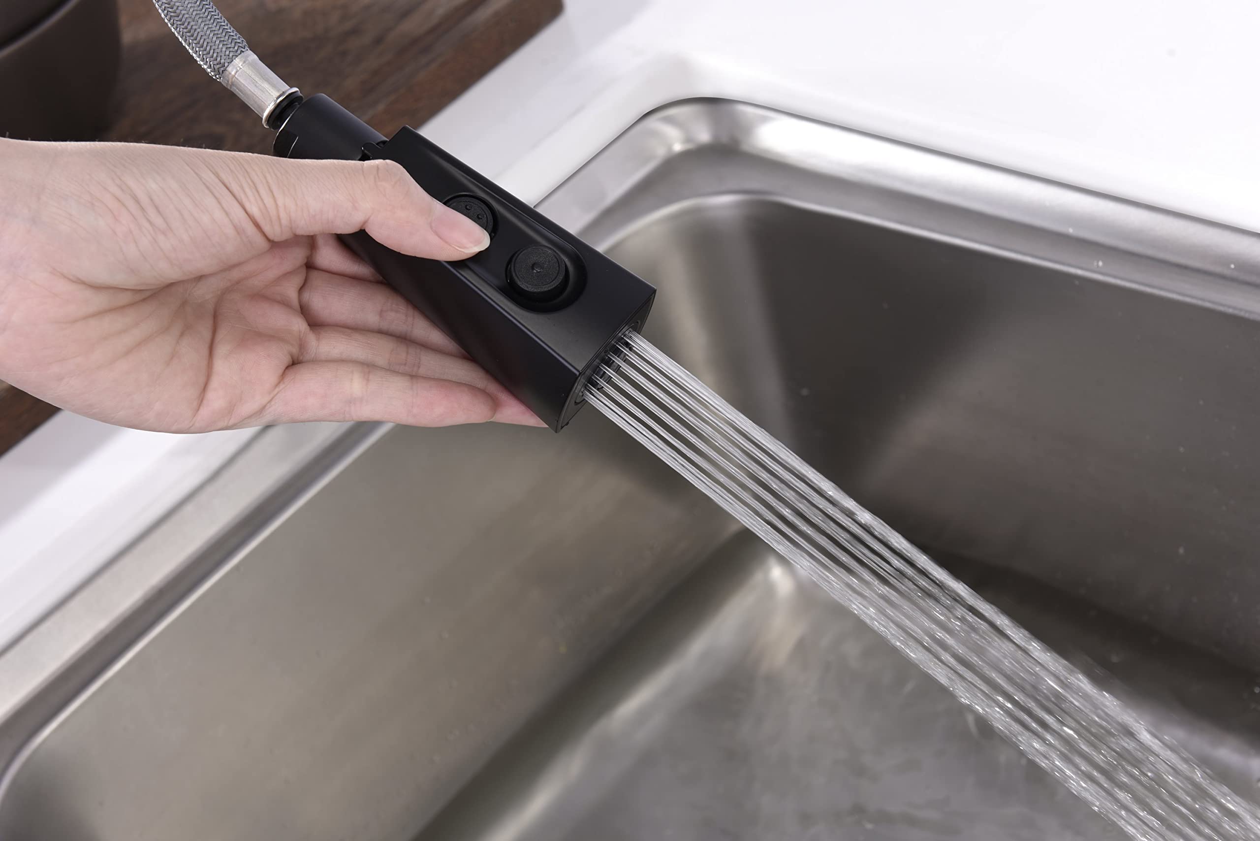 Ultra Faucets UF17007 Single-Handle Kitchen Faucet with Pull-Down Spray, Matte Black