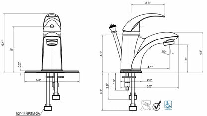 Ultra Faucets UF3412X Vantage Collection Bathroom Faucet, Two-Handle 4" Lavatory Faucet