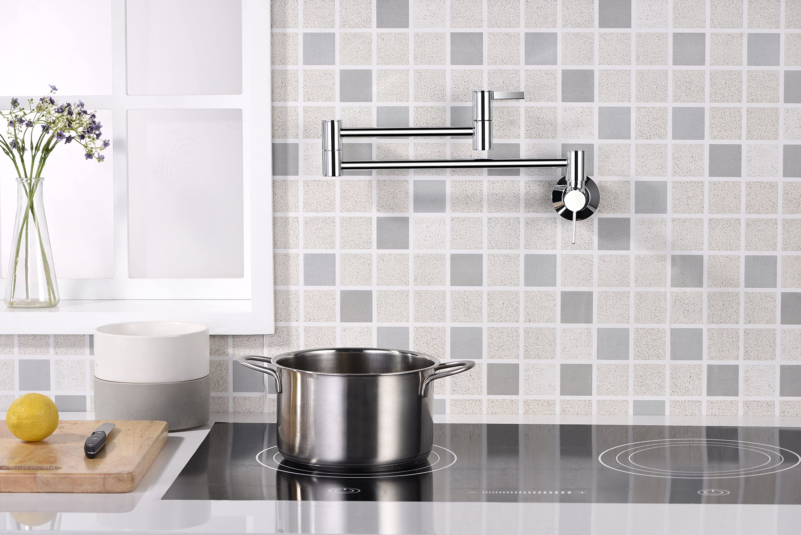 Ultra Faucets UF9170x Contemporary Stainless Steel Pot Filler Faucet,