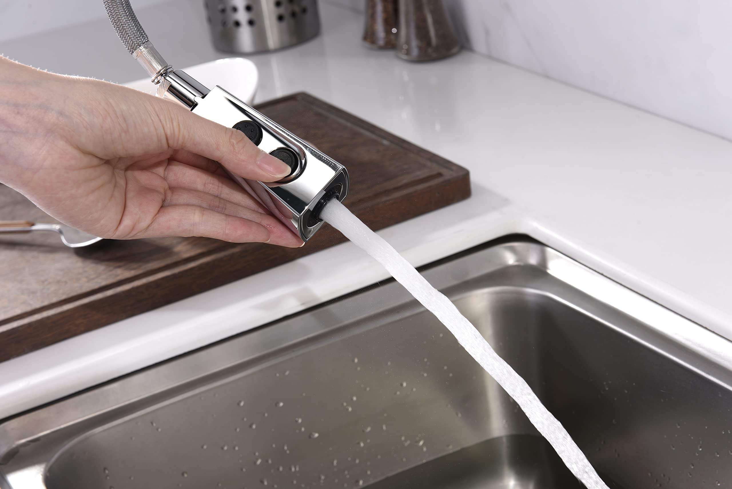 Ultra Faucets UF17000 Kitchen Faucets, Single-Handle Kitchen Faucet with Pull-Down Spray, Polished Chrome