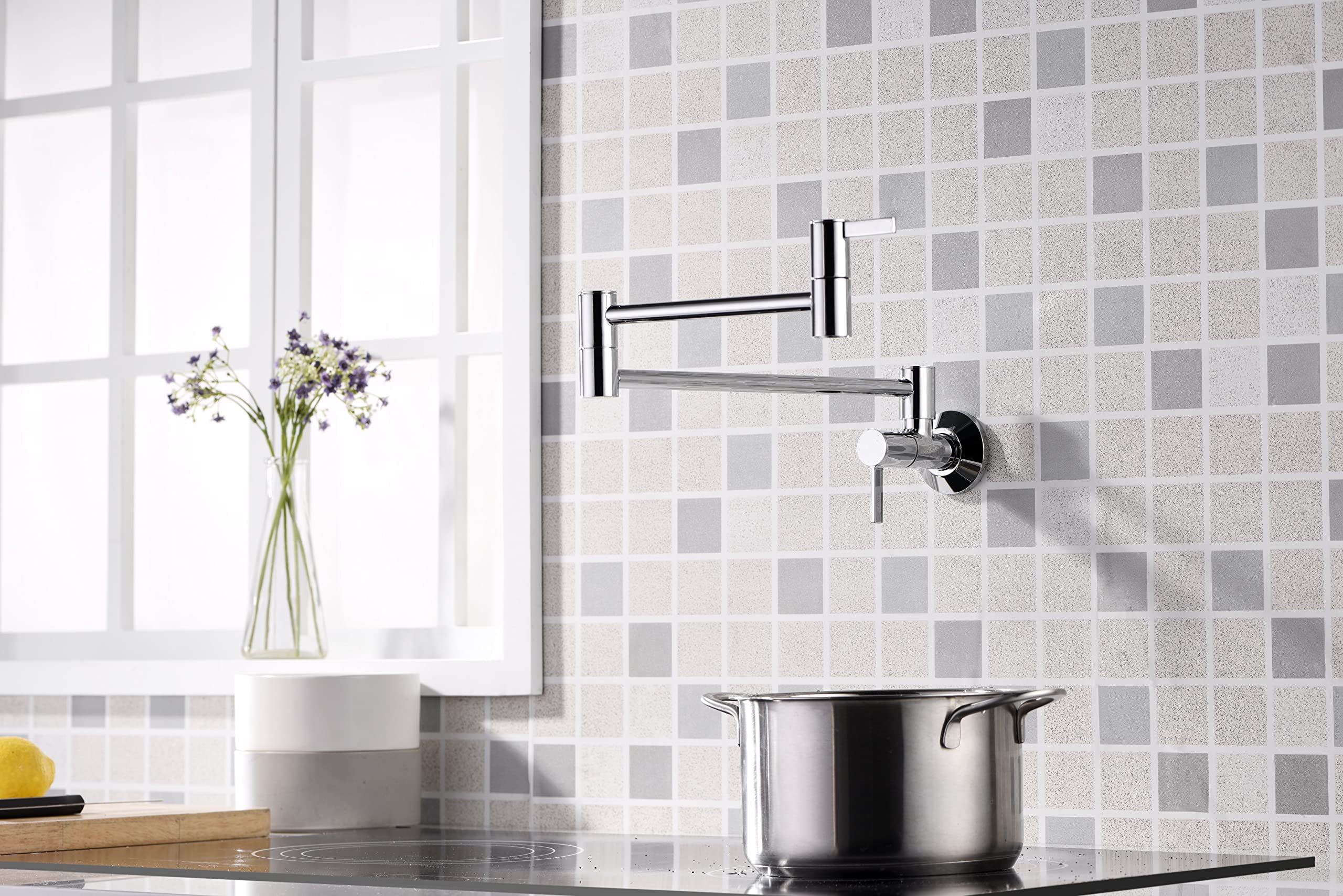 Ultra Faucets UF9170x Contemporary Stainless Steel Pot Filler Faucet,