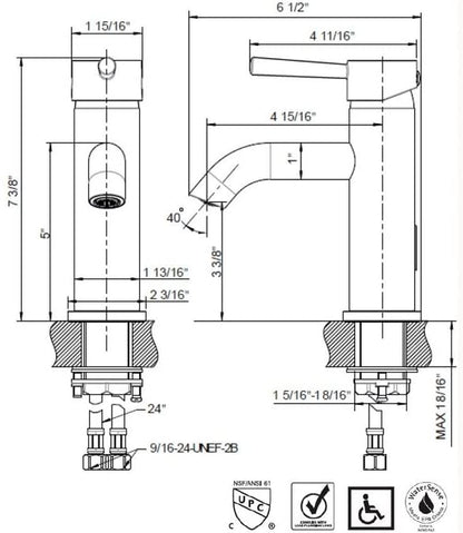 Ultra Faucets UF3650X Euro Collection Bathroom Faucet, Single-Handle Lavatory Faucet