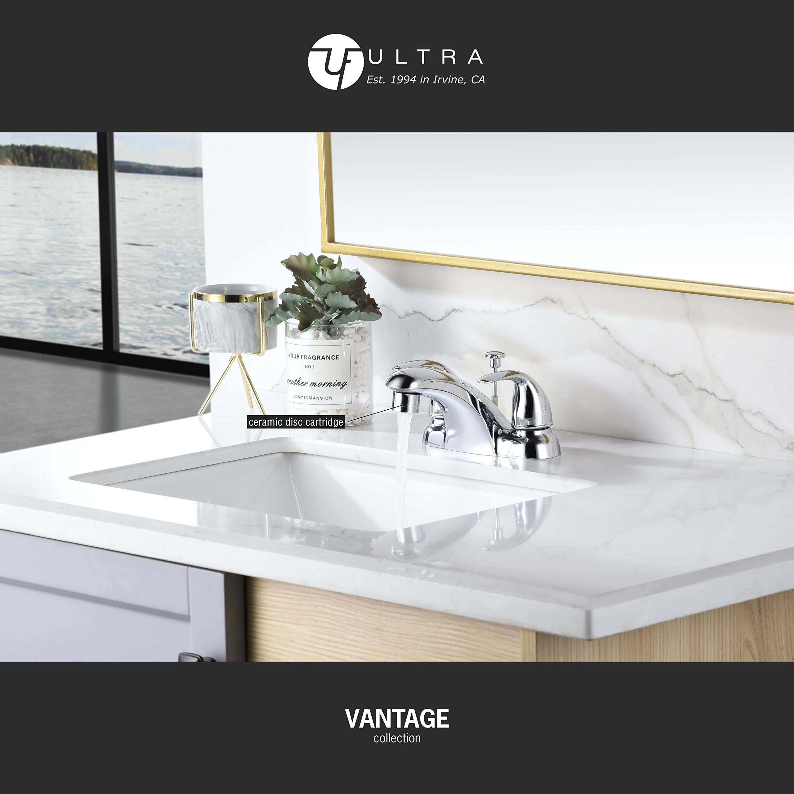 Ultra Faucets UF4452X Vantage Collection Bathroom Faucet, Two-Handle 4" Centerset Lavatory Faucet