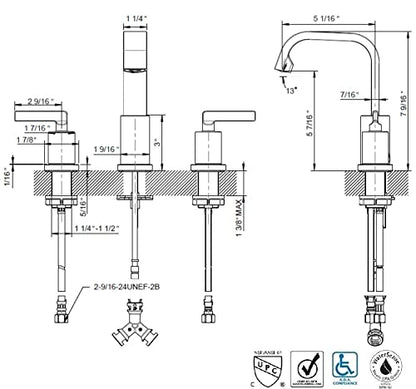 Ultra faucets UF5670X Two-Handle Widespread Lavatory Faucet